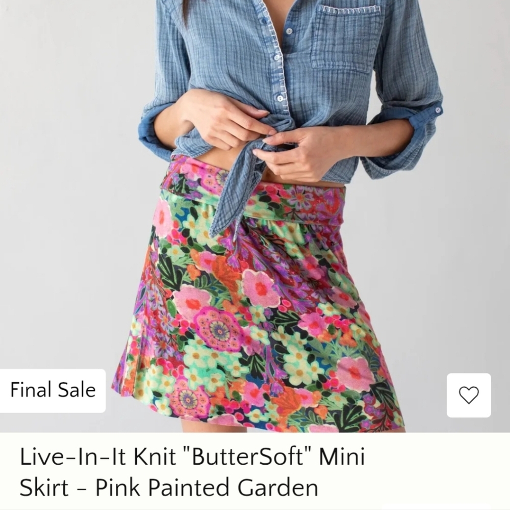 NWT Natural Life Live-In-It Knit "ButterSoft" Mini Skirt Pink Painted Garden - Picture 7 of 8